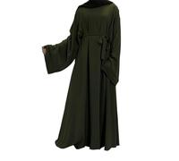 Vhersily Femmes Musulmanes Ramadan Dubai Abaya Robe Longue Islam Vêtements Simple Maxi Robe pour Mariage, Classique Formelle Chic Streetwear Confortable Doux Vintage pour Maison Bureau, vert militaire