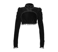 Vhersily Femmes Vintage Gothique Noir Couvre-épaules Velours Victorien Châle Manches Ruffle Esthétique Steampunk Lace-Up Front Veste à Manches Longues Légère Respirant Mode Doux Confort pour Mariage