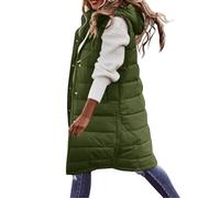 Vhersily Gilet d'hiver rembourré élégant pour femme sans manches de travail, veste sans manches et sans manches en coton, chaud matelassé avec capuche, veste lâche douce et légère, vert, L
