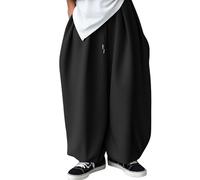 Vhersily Harem Pants Pantalon Homme Harajuku Kimono Samurai Large Style Chinois Hanfu Tang Uniformes Y2K Grunge Acubi Baggy Survêtement avec Poches Cyber Cargo Alt Emo Streetwear Hip Hop Hipster, Noir