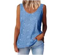 Vhersily Haut de Débardeur Sexy à Paillettes Femmes Élégant Sans Manches Débardeur Paillettes Gilet Paillettes Chemisier Paillettes Avec Paillettes Tank Top, Bleu clair., S