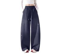 Vhersily Jean Droit Jean Star Vintage Femme Taille Haute Jambe Large High Street Corée Fashion Pantalon Large Sfumé Y2K Jogging Gymnastique Sportswear Streetwear Doux Vêtements de Route, Bleu marine