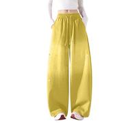 Vhersily Jean Droit Jean Star Vintage Femme Taille Haute Jambe Large High Street Corée Fashion Pantalon Large Sfumé Y2K Jogging Gymnastique Sportswear Streetwear Doux Vêtements de Route, jaune, XL