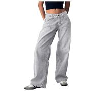 Vhersily Jean Femme Taille Haute en Denim, Pantalon Patte, Y2K, Jean Évasé, Ans 80, Jeans Droits à la Mode avec Poches pour Jogging Fitness Sport Entraînement pour Porter Nouveau Semestre, gris clair