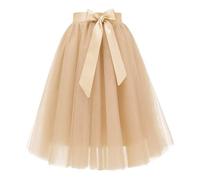 Vhersily Jupe pour femme, longueur au genou, en maille, couleur unie, pour danse et performance, tutu, élégant, élastique, taille haute, ligne à un ajustement chaud pour Noël Nouvel An Discothèque, Or