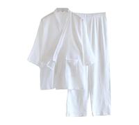 Vhersily Kimono Japonais pour Hommes en Coton Hanfu Robe de Pyjama Antique Plus la Taille de Vêtements Taoïste Zen Manches Longues Style Rétro Contraste de Route Maillot de Sport de Gym Hiohop