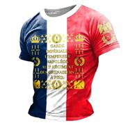 Vhersily La Révolution Française T-shirts à Manches Courtes Hommes Col Rond Coton Basique Haut Léger T-shirt Grande Taille T-shirt de Sport Imprimé Streetwear, Mince et Confortable, Bleu 1, XL