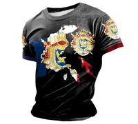 Vhersily La Révolution Française T-shirts à Manches Courtes Hommes Col Rond Coton Basique Haut Léger T-shirt Grande Taille T-shirt de Sport Imprimé Streetwear, Mince et Confortable, Noir 1, XL