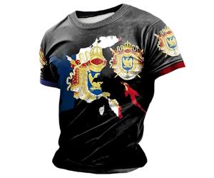 Vhersily La Révolution Française T-shirts à Manches Courtes Hommes Col Rond Coton Basique Haut Léger T-shirt Grande Taille T-shirt de Sport Imprimé Streetwear, Mince et Confortable, Noir 1, XL