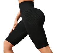Vhersily Legging court anti-cellulite pour femme, compression taille haute, pantalon de sport ajusté pour le contrôle du ventre pendant l'entraînement, à la mode, Scrunch Butt Mat Leggings Curvy, Noir