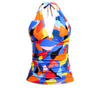 Vhersily Maillot de bain pour femme avec Push Up Shape avec lacets au cou Dos découvert Col en V Curvy Maillots de bain Contenant Croix Mer Piscine Romantique Cadeau de Saint Valentin, Bleu 2, XS