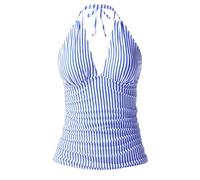 Vhersily Maillot de bain pour femme avec Push Up Shape avec lacets au cou Dos découvert Col en V Curvy Maillots de bain Contenant Croix Mer Piscine Romantique Cadeau de Saint Valentin, bleu clair, XL