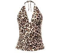 Vhersily Maillot de bain pour femme avec Push Up Shape avec lacets au cou Dos découvert Col en V Curvy Maillots de bain Contenant Croix Mer Piscine Romantique Cadeau de Saint Valentin, Kaki, L