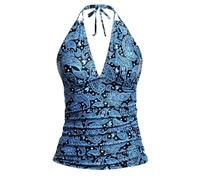 Vhersily Maillot de bain pour femme avec Push Up Shape avec lacets au cou Dos découvert Col en V Curvy Maillots de bain Contenant Croix Mer Piscine Romantique Cadeau de Saint Valentin, Bleu foncé 1
