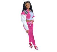 Vhersily Maillot de baseball pour femme avec inscription boutonnée et pantalon de jogging sportif décontracté doux style urbain Y2K Hip Hop Yoga pour entraînement et salle de sport, loisirs, A Rosso 1
