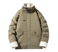 Vhersily Manteau Homme Avancé avec Col Réglable Tooling Couleur Solide Doux et Élégant Confortable Classique Couleur Unie Demi-Saison Doudounes Hiver Coupe Vent Militaire pour Chasse, VTT Travail