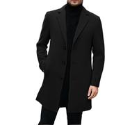 Vhersily Manteau Homme D'hiver Classe Couturière Élégant Veste Pardessus Col Coréen En Laine Slim Fit Confort Élégant Hiver Coupe Vent Vestes pour Voyage d'affaires et de Mariages, Demi-Saisons, Noir