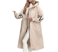 Vhersily Manteau Long Femme à Manches Tricot Automne et Hiver à Capuche Chaude Veste Veste Cardigan avec Poches, Couleur Unie, Classique Hiver Coupe-Vent Imperméable Vestes Parka Veste, beige, 3XL