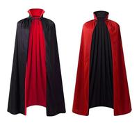 Vhersily Manteau Unisexe Adulte, Robe Rouge Réversible Cape de Vampire, Manteau Magique de Démon, pour Fête d'Halloween, pour Défilé, en Latex, pour Automne et Hiver, Polyvalent pour Look, Noir , L
