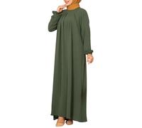 Vhersily Offres 2025 - Robes musulmanes élégantes pour femmes Hijab Femmes Musulmanes Coton Vêtements Et Voile à la Mode Robe de Prière Pleine pour Prières Et Randonnée, vert, XXL