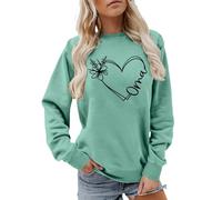 Vhersily Oma Heart Graphic Sweatshirt Grandma Life Womens Long Sleeve Crew Neck Grandma Shirts Mother's Day Pullover Tops, sans capuche, Pull Streetwear confortable, doux, classique vintage, vert, XXL