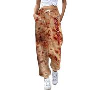 Vhersily Pantalon à la mode pour femme, en forme de citrouille, adapté à l'impression, le jogging, la taille haute, le sport, la longueur du genou, le Punk Streetwear, pour Oktoberfest, le carnaval