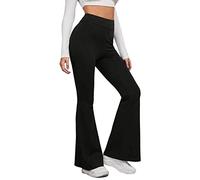 Vhersily Pantalon Bootcut Années 70 pour Femme, Long Leggings Taille Haute Hippie Floral Imprimé Pantalon Discothèque Danse Fête Pantalon à Patte Éléphant, Noir , XXL