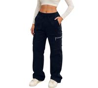 Vhersily Pantalon cargo pour femme Y2K Harem Élastique Taille Haute Pantalon avec Poches Latérales Travail Jogging Pantalon Sport Décontracté Adolescent Fille Streetwear, pour Automne et Hiver