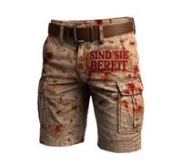 Vhersily Pantalon cargo pour homme court de randonnée pour Halloween, loisirs avec poches, motif croquis de sang d'été, course pour course à pied, fitness, pour porter un nouveau semestre, Kaki 3, S