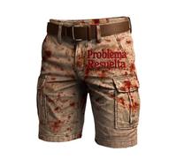 Vhersily Pantalon cargo pour homme court de randonnée pour Halloween, loisirs avec poches, motif croquis de sang d'été, course pour course à pied, fitness, pour porter un nouveau semestre, Kaki 4, S