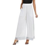 Vhersily Pantalon de Palais à Jambe Large en Mousseline de soie pour Femme à Taille Élastique Décontracté Pantalon de Travail Fluide Vêtements Discothèques pour Mariage, Business, Porter Nouveau