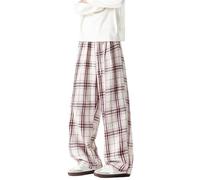 Vhersily Pantalon d'entraînement pour homme à carreaux de jogging de grande taille de travail à la mode confortable de Yoga simplicité détails Rivets Hip Hop Harajuku Parachute Pants Pantalon de