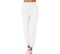 Vhersily Pantalon en molleton pour femme, pantalon en molleton en peluche, pantalon d'hiver chaud, pantalon de pyjama épais, pantalon de pyjama décontracté en polaire doux pour les loisirs, blanc, M