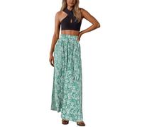 Vhersily Pantalon pour femme à jambe large confortable Palazzo élastique à la taille fluide Boho imprimé à la mode décontracté pour bureau, loisirs, voyage, pour mariage, entreprise, travail, course à