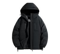 Vhersily Parka de Montagne Imperméable pour Femme, Veste de Ski Chaude et Isolée, Veste d’Hiver avec Capuche, Imperméable, Anti-Vent, Veste de Voyage Légère Matelassée avec Poches, Noir , 4XL