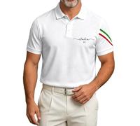 Vhersily Polo à manches courtes pour homme avec drapeau italien, pour l'été, régulier, décontracté, respirant, en maille, élégant, pour le bureau, le travail, la vie quotidienne, C Blanc, XXL