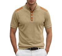 Vhersily Polo Homme Pullover Décontracté à Manches Longues avec Col Coréen Et Boutons Henley Bouton avec Col Rond Confortable Passage Partout pour Entraînement Randonnée Gym Basket, Kaki, XL