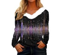 Vhersily Pull femme de Noël chaud col en V amusant élégant pull Curvy Sweater laid tricot automne et hiver vintage chandails de fête doux confortable mince pour demi-saison, Violet clair 2, S