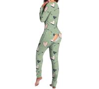 Vhersily Pyjama Femme Sexy Chaud pour Sexe Ouvert Coton Hiver Pyjama Entier Chaud Adorable Polaire Manches Longues Lingerie Curvy Molletonné Vêtements de Nuit Cadeau Nouvel An Saint-Valentin pour Nuit
