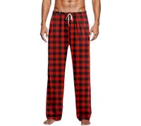 Vhersily Pyjama Homme Pantalon Flanelle Halloween Mignon Imprimé Loungewear Dames Pjs Couples Élastique Taille Intérieur et Extérieur Costume Thermique Automne Hiver et Doux Léger Pantalon, rouge, L