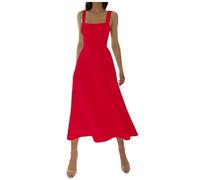 Vhersily Robe à bretelles fines sans manches à ourlet plissé, coupe basse, épaules dénudées, bretelles fines, élégante, fluide, ourlet plissé, slim fit pour glutei, mini robes sexy, Rd2, S
