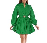 Vhersily Robe courte pour femme décontractée avec col roulé demi-cardigan manches longues taille courte, large et rétro pour commuter sortis en fin de semaine ou sortir ensemble avec des amies