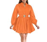Vhersily Robe courte pour femme décontractée avec col roulé demi-cardigan manches longues taille courte, large et rétro pour commuter sortis en fin de semaine ou sortir ensemble avec des amies