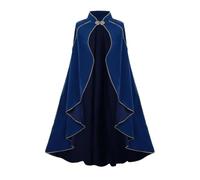 Vhersily Robe de chambre de reine médiévale pour adultes, cape en velours royal, Halloween, Noël, carnaval, jeux de rôle, spectacles théâtraux, costume unisexe pour costumes viking, bleu, Taille