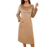 Vhersily Robe de chambre pour femme d'hiver en polaire courte peignoir doux léger avec fermeture éclair en duvet d'hiver coupe-vent épais romantique pyjama cadeau de la Saint-Valentin, C kaki, XXL