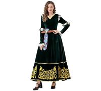 Vhersily Robe de princesse courageuse pour femme, robe de cosplay de Merida, vert, costume médiéval pour Halloween, soirée d'été, cocktail, tenue de discothèque, mode, vert, XXL