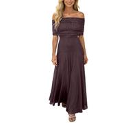 Vhersily Robe de Soirée pour Femmes Maxi Robes en Maille Élastique Ligne Robe de graduation Slim Swing Confortable de Bal Style Boho Léger Respirant Doux Ventilé pour Mariages Plage, Café, M