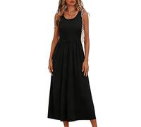 Vhersily Robe d'été sans manches occidentale pour femme, col rond et jupe évasée, avec volants de danse, style Boho Y2K, Streetwear à la mode, légère et respirante, pour la plage d'affaires, bureau