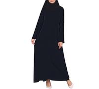 Vhersily Robes D'été Femmes En Coton, Vêtements De Printemps 2025, Robe Musulmane Aïd pour Femmes Abayas Caftan Islam Couleur Unie Dubaï Arabe Modeste Robe Longue Légère Respirante Linge de Nuit, Noir