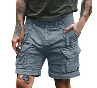 Vhersily Short Homme en Velours Côte Multi Poches avec Design Vintage Coupe 5/4 pour Style Casual ou Travail avec Boutons Décoratifs Shorts, T Bleu, XXL